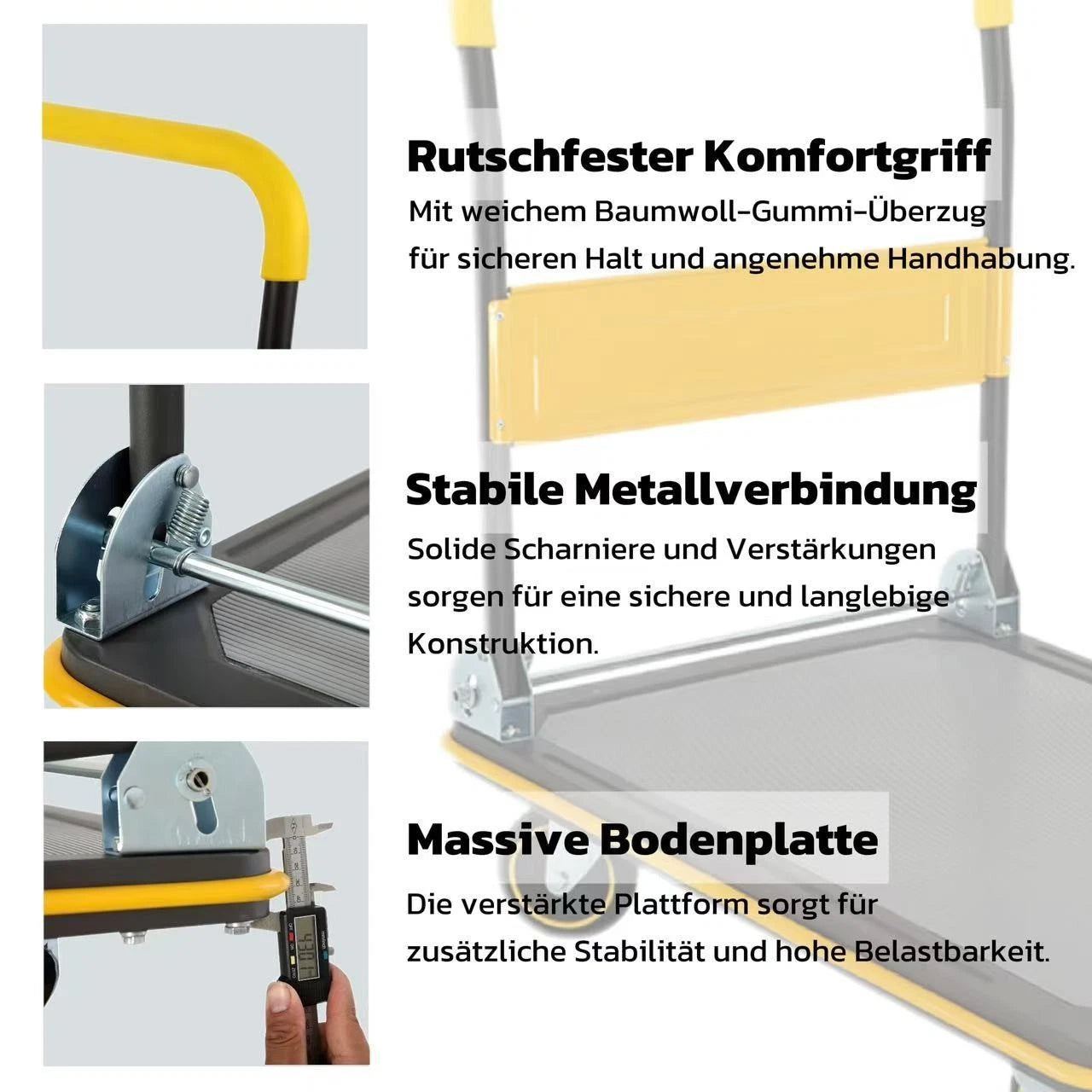 Greenbite Klappbarer Plattformwagen 150 kg – Transportwagen aus Stahl