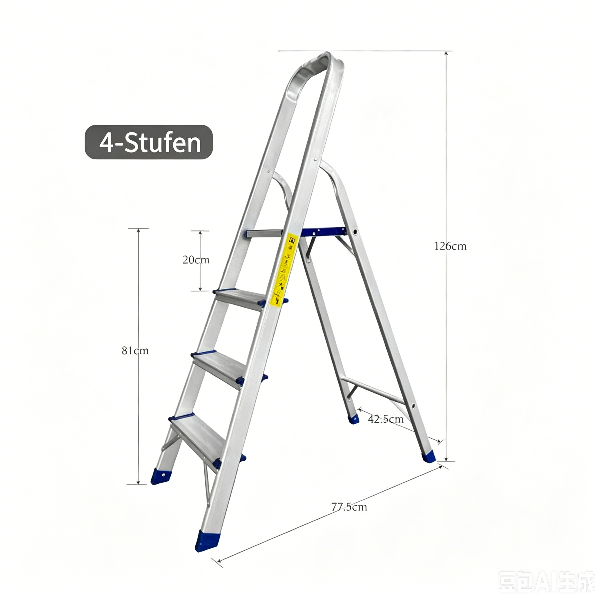 Greenbite Aluminium Stehleiter 3 4 5 6 7 Stufen – 150kg, Trittleiter Klapptritt