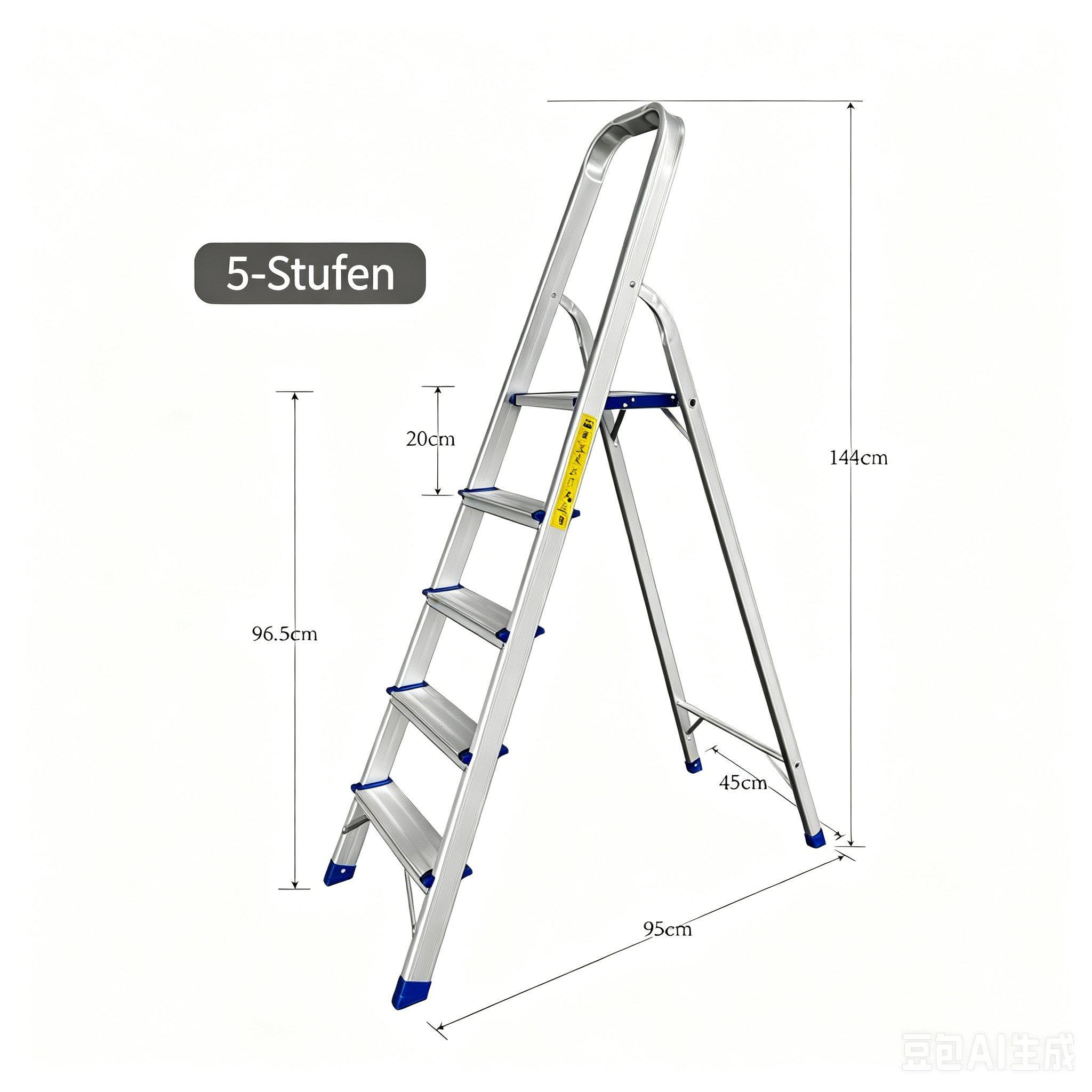 Greenbite Aluminium Stehleiter 3 4 5 6 7 Stufen – 150kg, Trittleiter Klapptritt