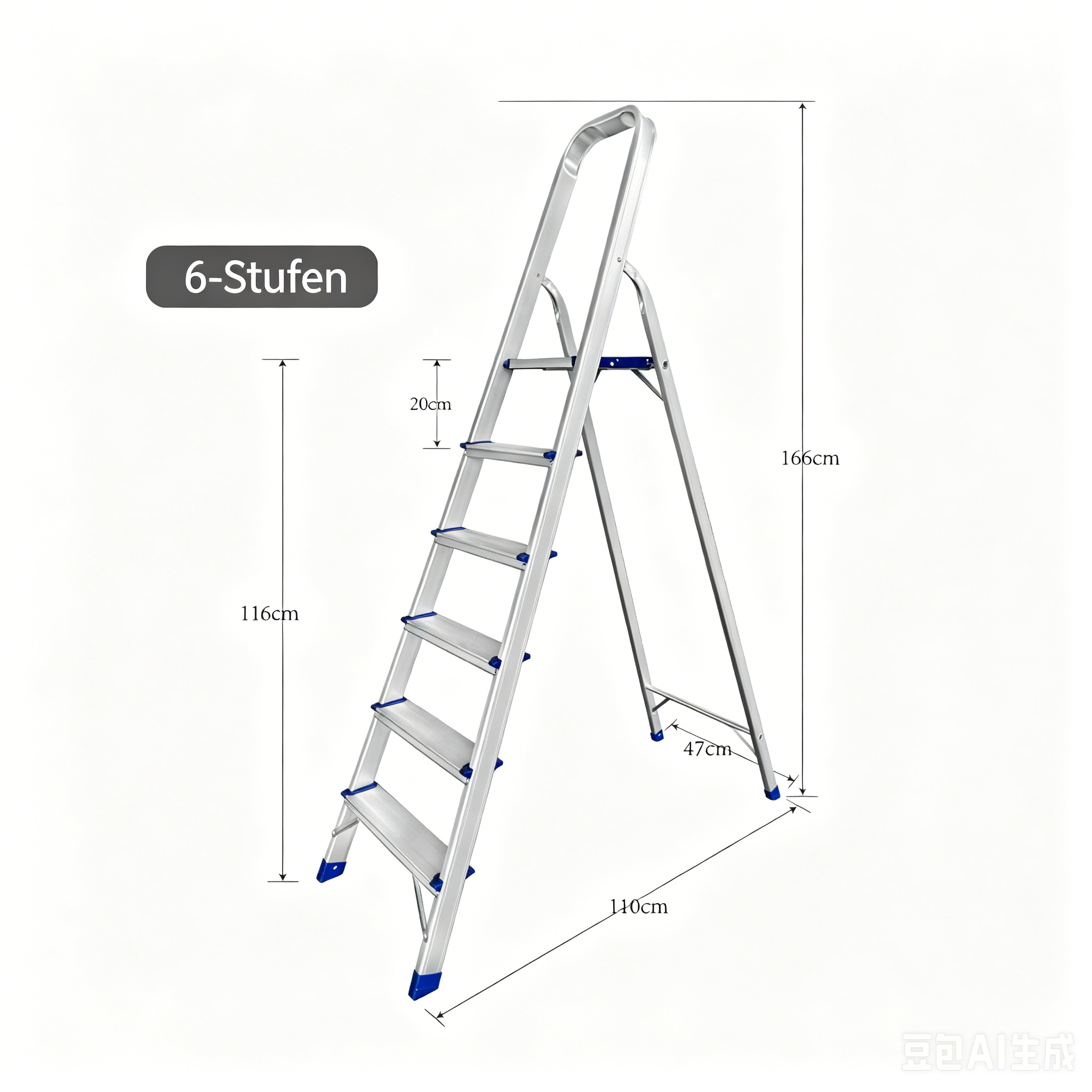 Greenbite Aluminium Stehleiter 3 4 5 6 7 Stufen – 150kg, Trittleiter Klapptritt