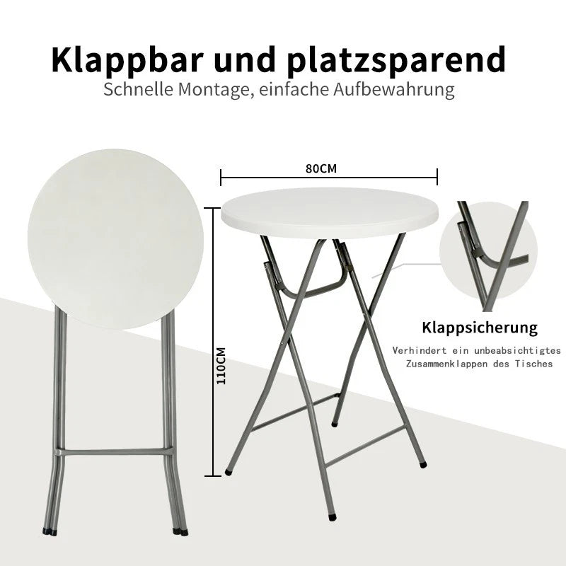 Wohnglanz Stehtisch klappbar Partytisch Bistrotisch Klapptisch in weiß Höhe110cm