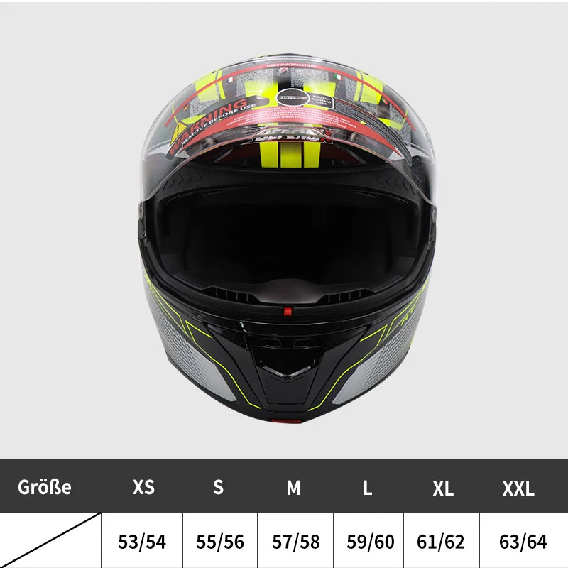 Helm Wendehelm Glanz Schwarz für Motorrad und Roller Größe S‑XL