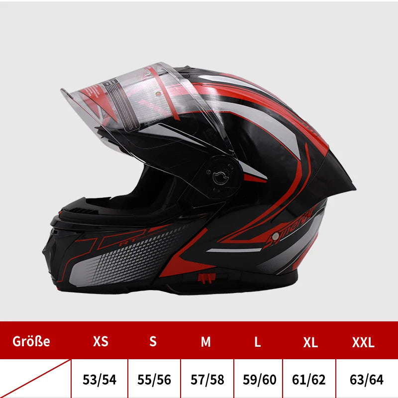 Helm Wendehelm Glanz Schwarz für Motorrad und Roller Größe S‑XL