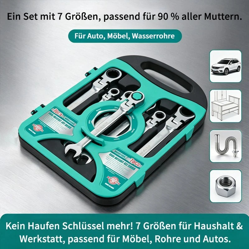 Ratsche‑Kombinationsschraubenschlüssel‑Set 7-Teiliges Set