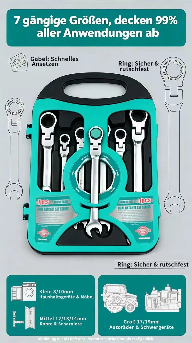 Ratsche‑Kombinationsschraubenschlüssel‑Set 7-Teiliges Set