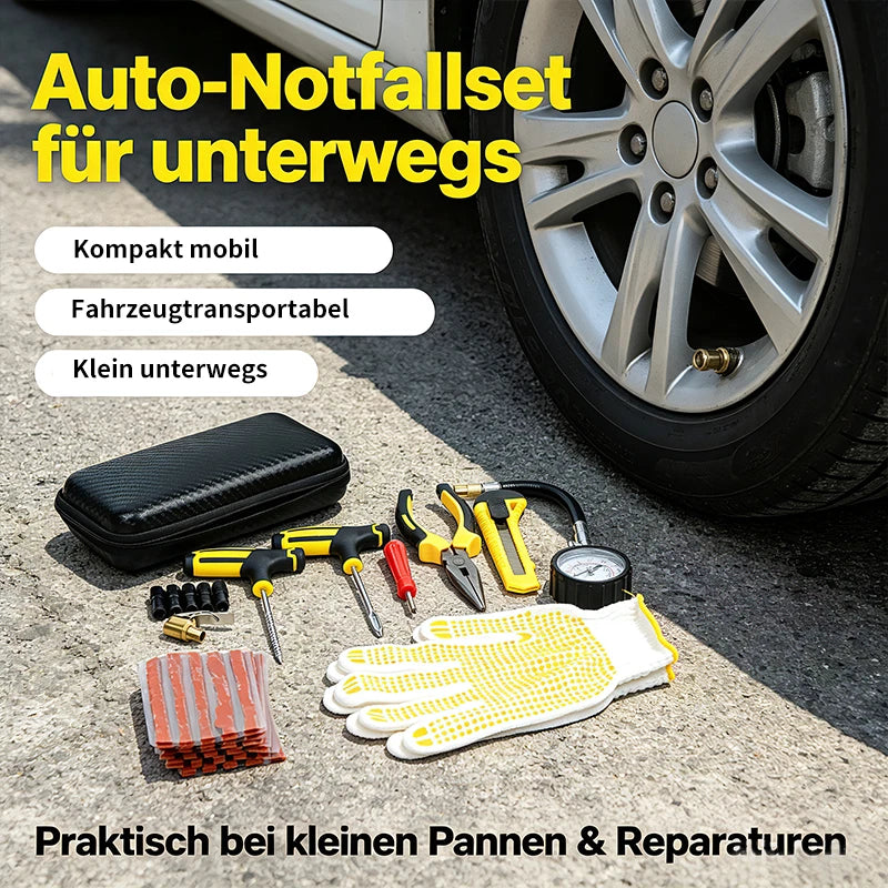 Set Reifen-Reparatur-Flicken Satz Autoreifen Pannenset Flickzeug Manometer