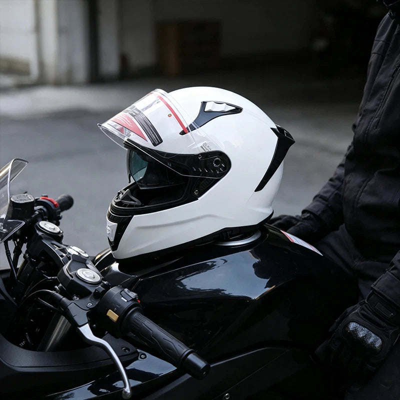 Helm Vollhelm Glanz Weiss für Motorrad und Roller Größe S‑XL