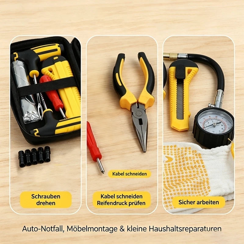 Set Reifen-Reparatur-Flicken Satz Autoreifen Pannenset Flickzeug Manometer
