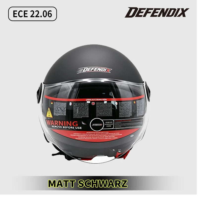 Helm Dreivertelhelm Doppellinse Matt Schwarz für Motorrad und Roller Größe S‑XL