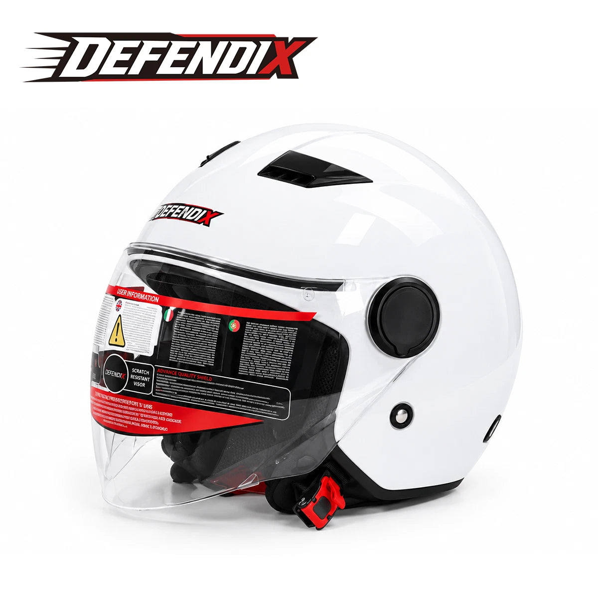 Helm Dreivertelhelm Einzellinse Glanz Weiss für Motorrad und Roller Größe S‑XL