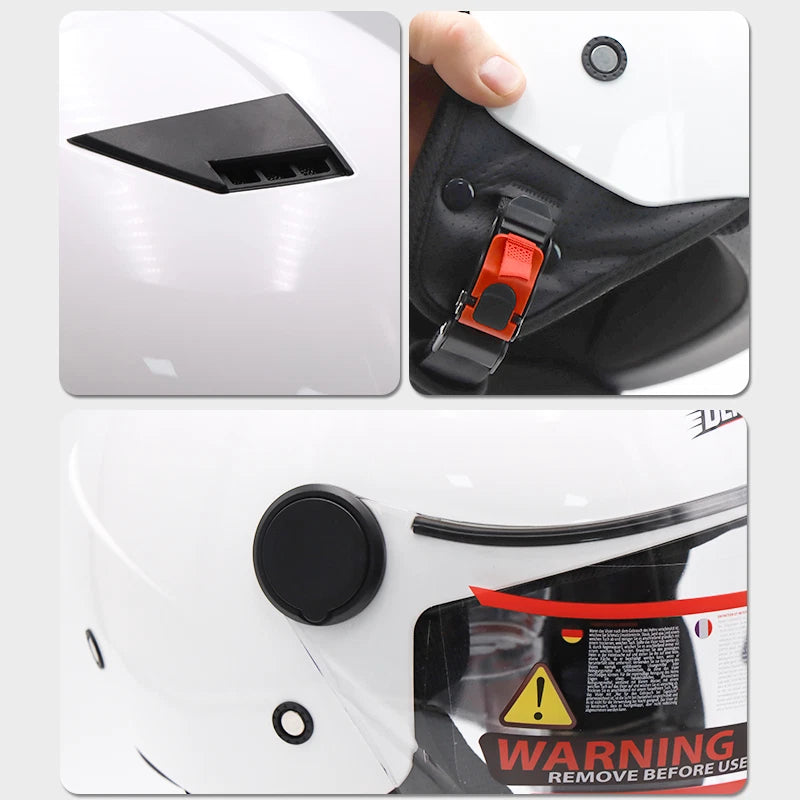 Helm Dreivertelhelm Einzellinse Glanz Weiss für Motorrad und Roller Größe S‑XL