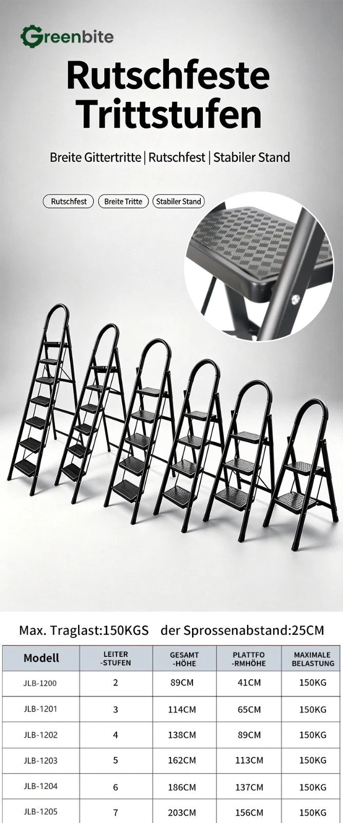 Bockleiter Haushaltsleiter Stehleiter 2 3 4 5 6 7 Stufen Klapp-Trittleiter