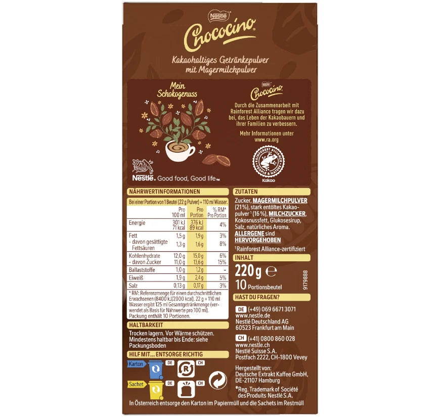 Nestle Chococino Trinkschokolade 10 x 22 g