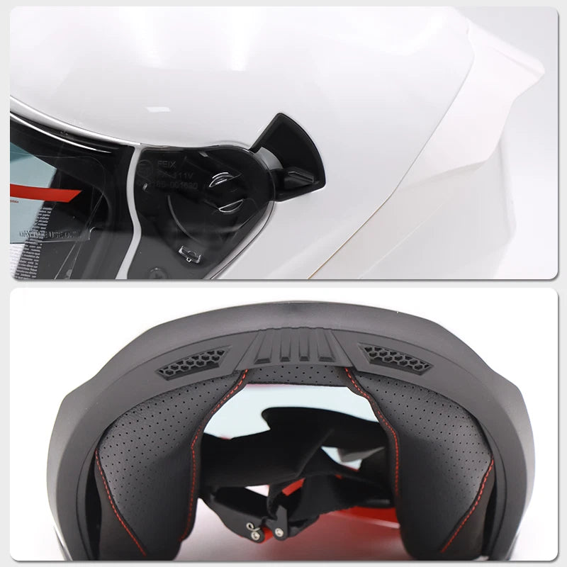 Helm Dreivertelhelm Doppellinse Glanz Weiss für Motorrad und Roller Größe S‑XL