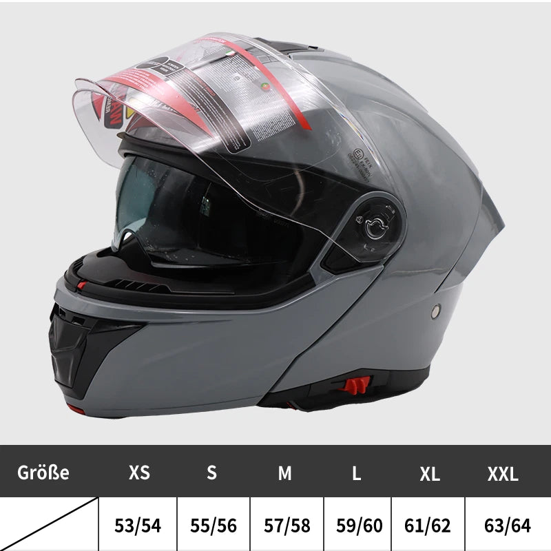 Helm Wendehelm Glanz Grau für Motorrad und Roller Größe S‑XL