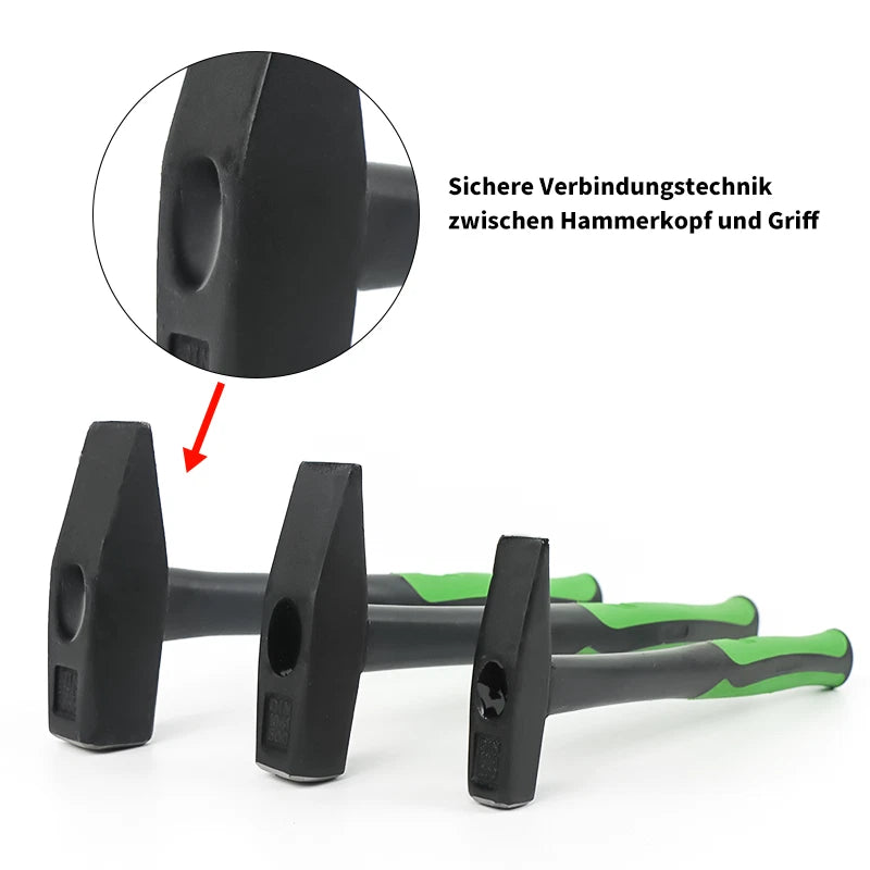 Schlosserhammer-200g，500g，800g Stahl‑Hohlrohr‑Stiel rutschfester PVC‑Griff