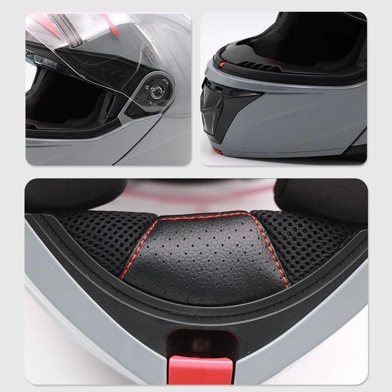Helm Wendehelm Glanz Grau für Motorrad und Roller Größe S‑XL