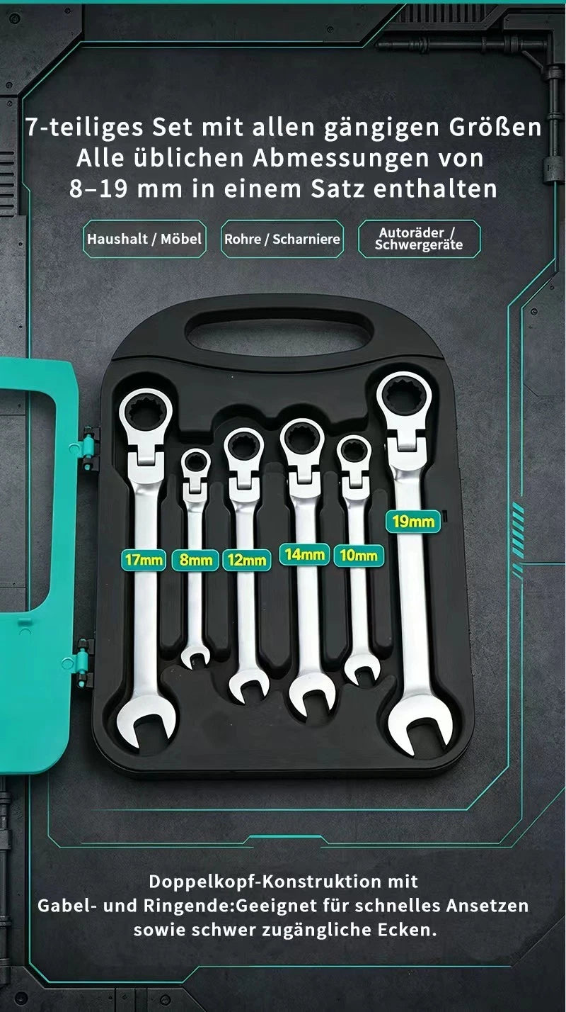 Ratsche‑Kombinationsschraubenschlüssel‑Set 7-Teiliges Set