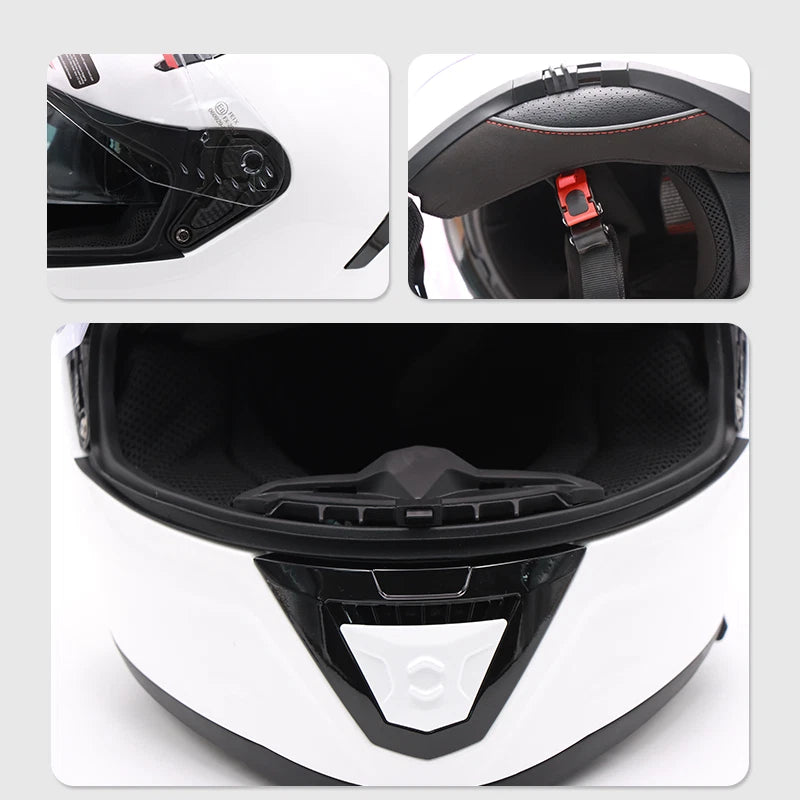 Helm Vollhelm Glanz Weiss für Motorrad und Roller Größe S‑XL
