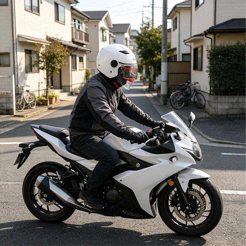Helm Dreivertelhelm Einzellinse Glanz Weiss für Motorrad und Roller Größe S‑XL