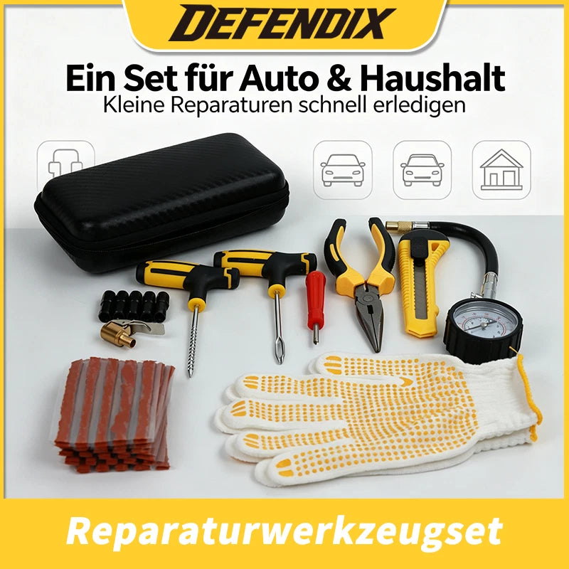 Set Reifen-Reparatur-Flicken Satz Autoreifen Pannenset Flickzeug Manometer