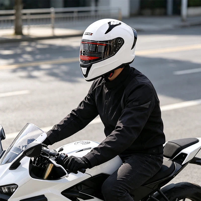 Helm Vollhelm Glanz Weiss für Motorrad und Roller Größe S‑XL