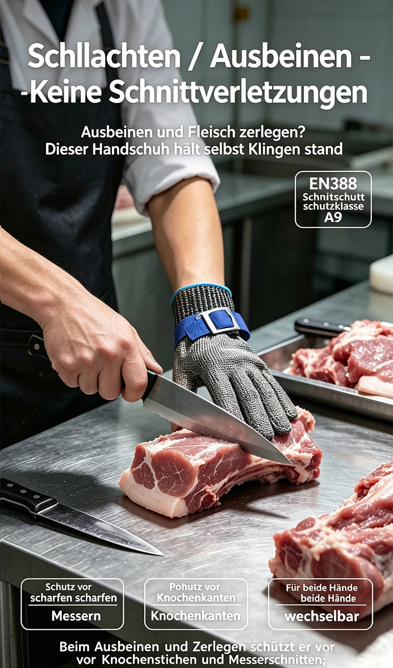 Edelstahl Stechschutzhandschuh Sicherheits-Handschuh Metzger Schutzklasse A9