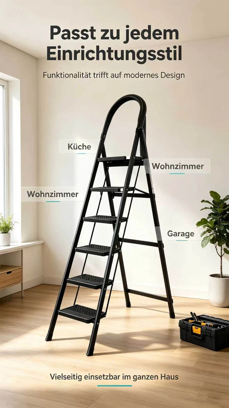 Bockleiter Haushaltsleiter Stehleiter 2 3 4 5 6 7 Stufen Klapp-Trittleiter