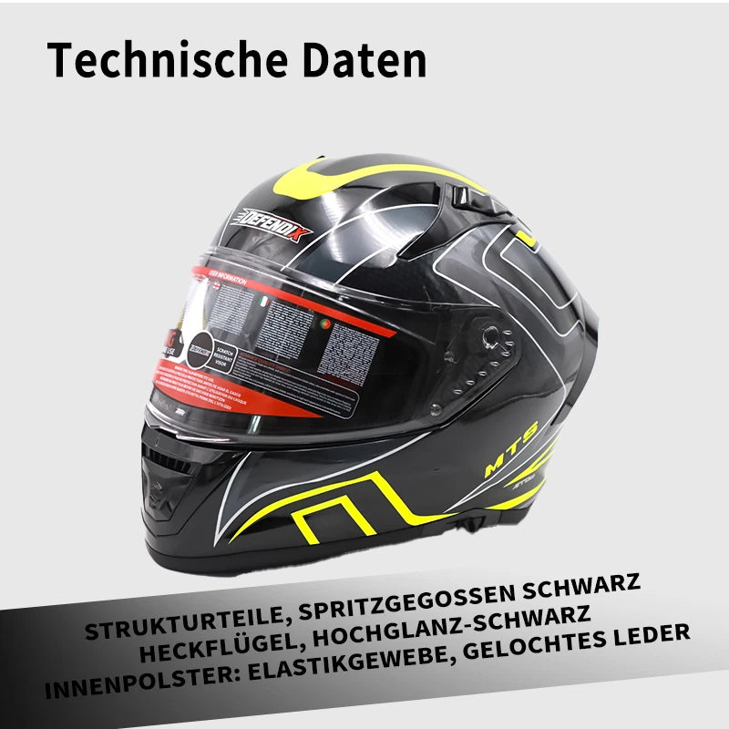 Helm Vollhelm Glanz Schwarz für Motorrad und Roller Größe S‑XL