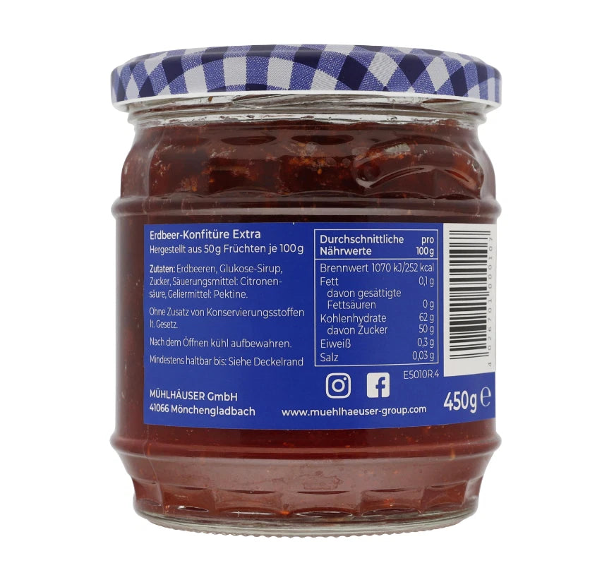 Mühlhäuser Erdbeer Konfitüre Extra 450 g