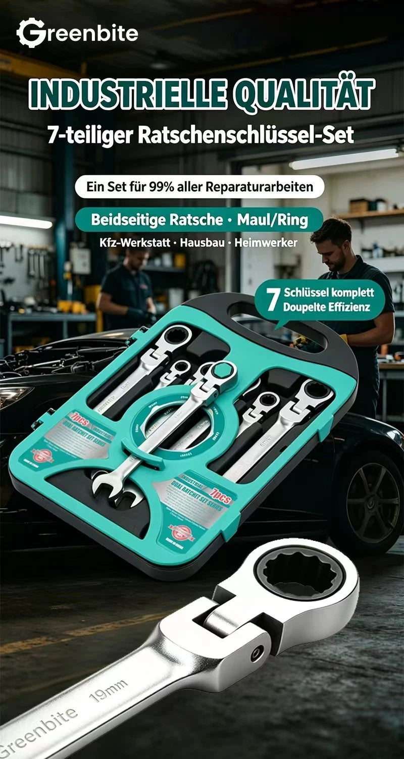 Ratsche‑Kombinationsschraubenschlüssel‑Set 7-Teiliges Set